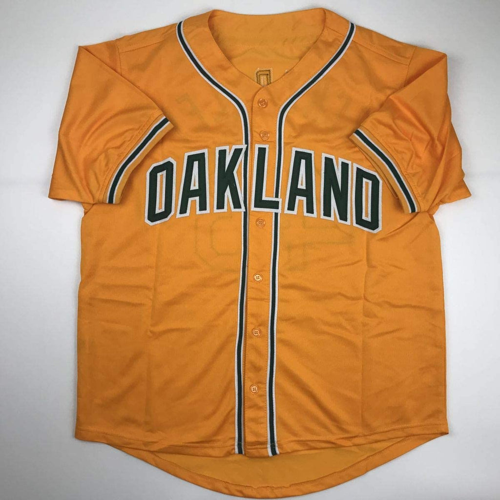 Autographed/Signed Dennis Eckersley Oakland Yellow Baseball Jersey JSA COA