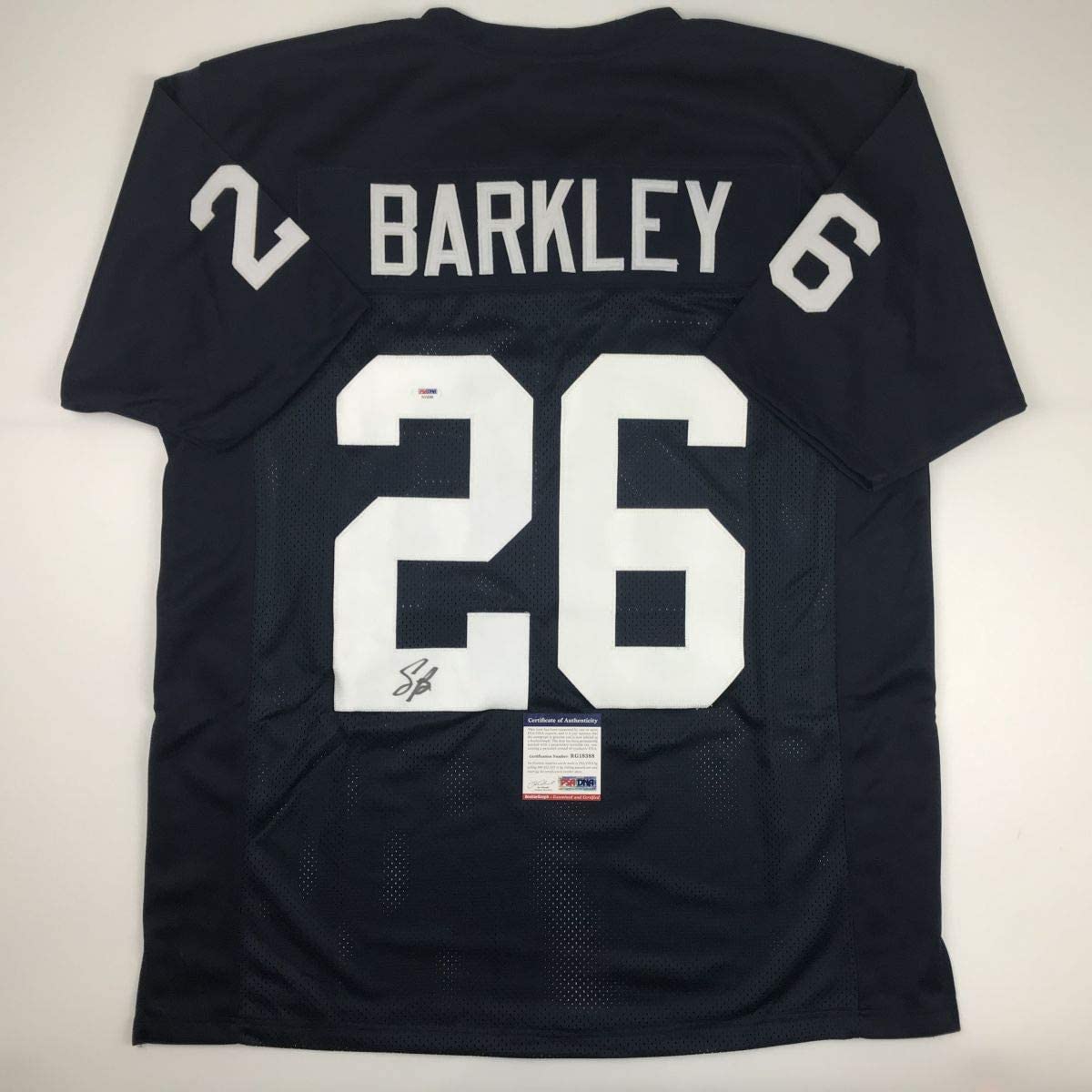 Autographed/Signed Saquon Barkley Penn State Blue College Football Jersey PSA/DNA COA