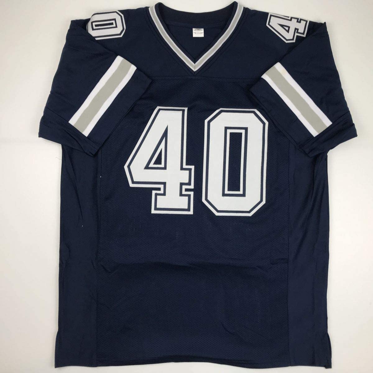 Autographed/Signed Bill Bates Dallas Dark Blue Football Jersey PSA/DNA COA
