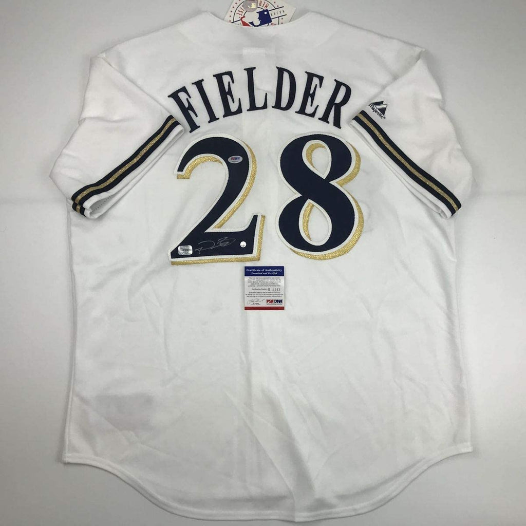 Autographed/Signed Prince Fielder Milwaukee White Baseball Jersey PSA/DNA COA