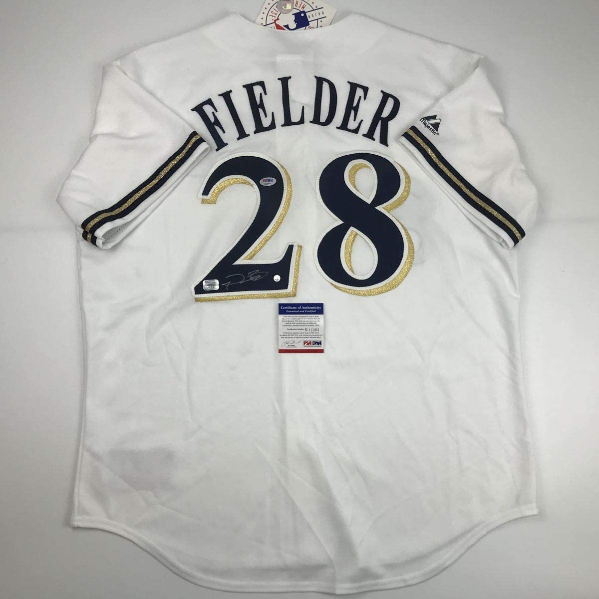 Autographed/Signed Prince Fielder Milwaukee White Baseball Jersey PSA/DNA COA
