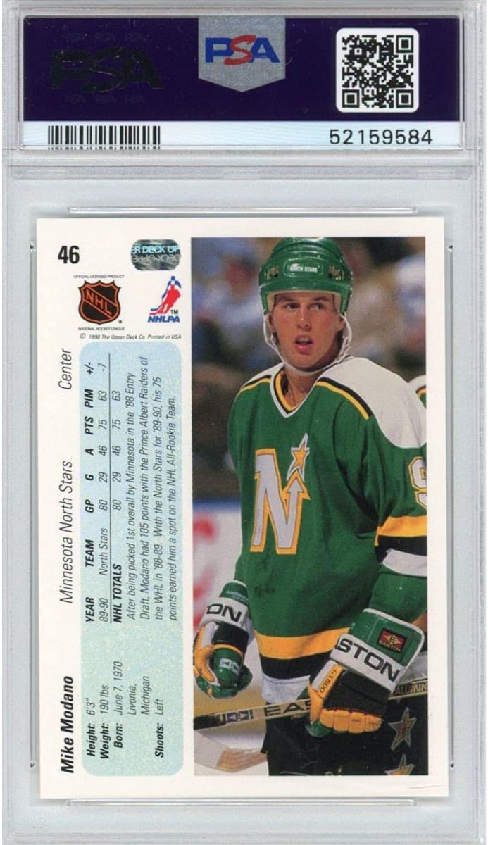 Graded 1990 Upper Deck UD Mike Modano #46 Rookie RC Hockey Card PSA 10 Gem Mint