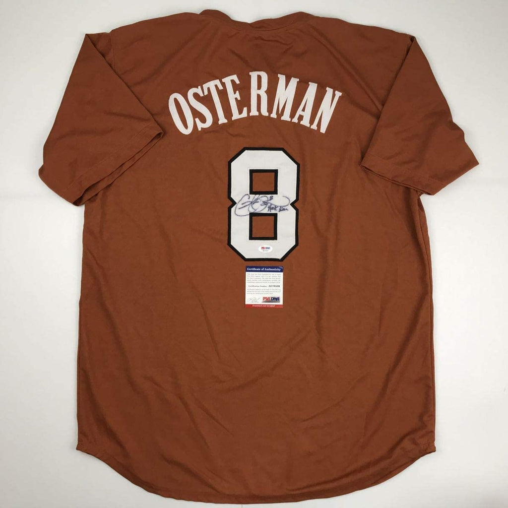 Autographed/Signed Cat Osterman Hook Em Texas Orange College Softball Jersey JSA COA