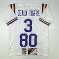 Autographed/Signed Odell Beckham Jr. & Jarvis Landry LSU White College Football Jersey JSA COA