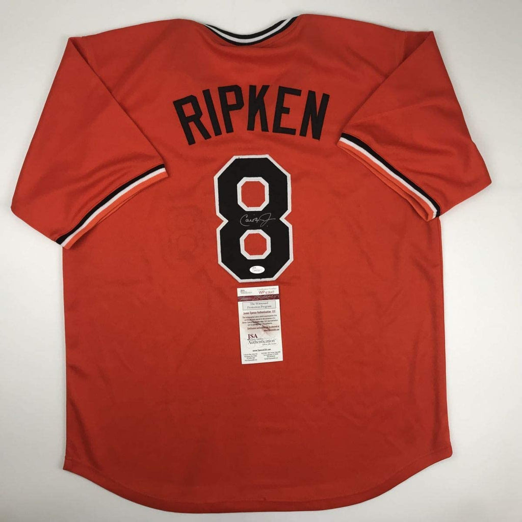 Autographed/Signed Cal Ripken Jr. Baltimore Orange Baseball Jersey JSA COA