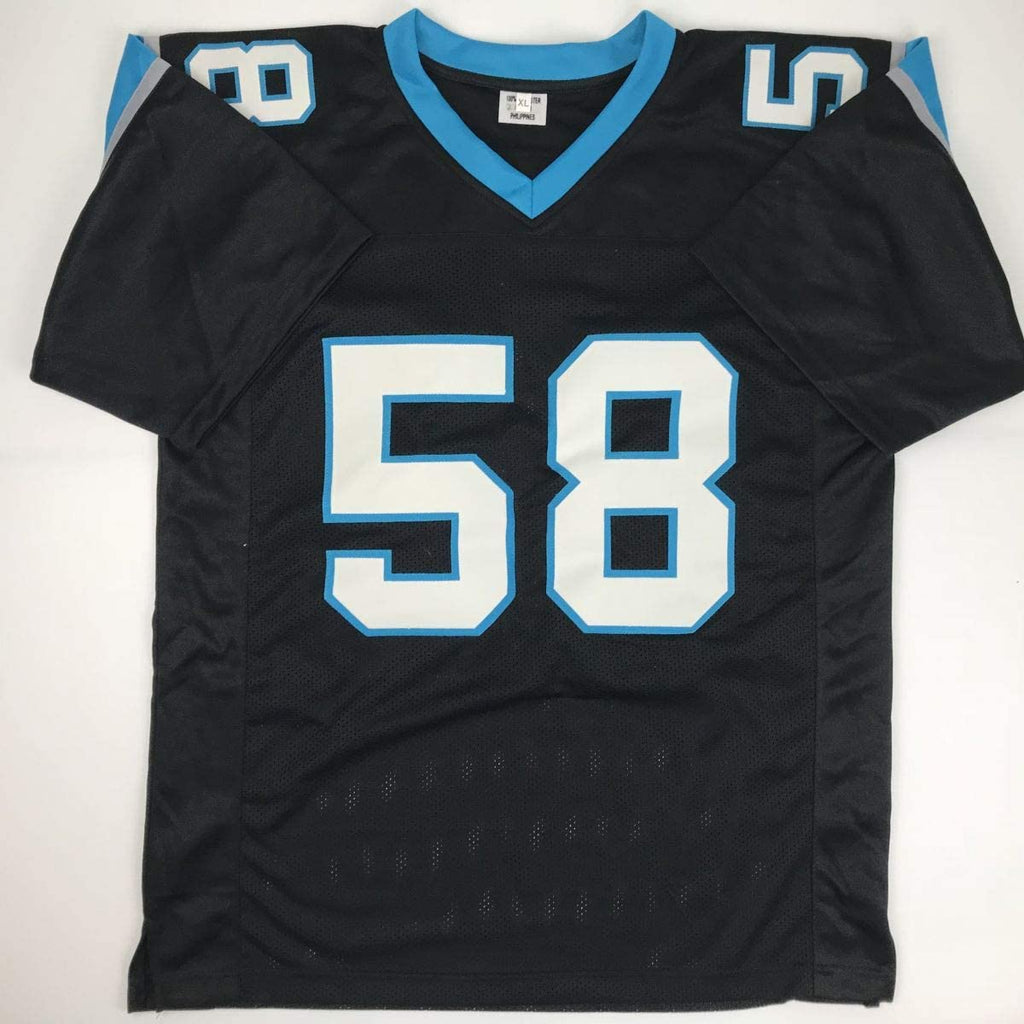Autographed/Signed Thomas Davis Sr. Carolina Black Football Jersey JSA COA