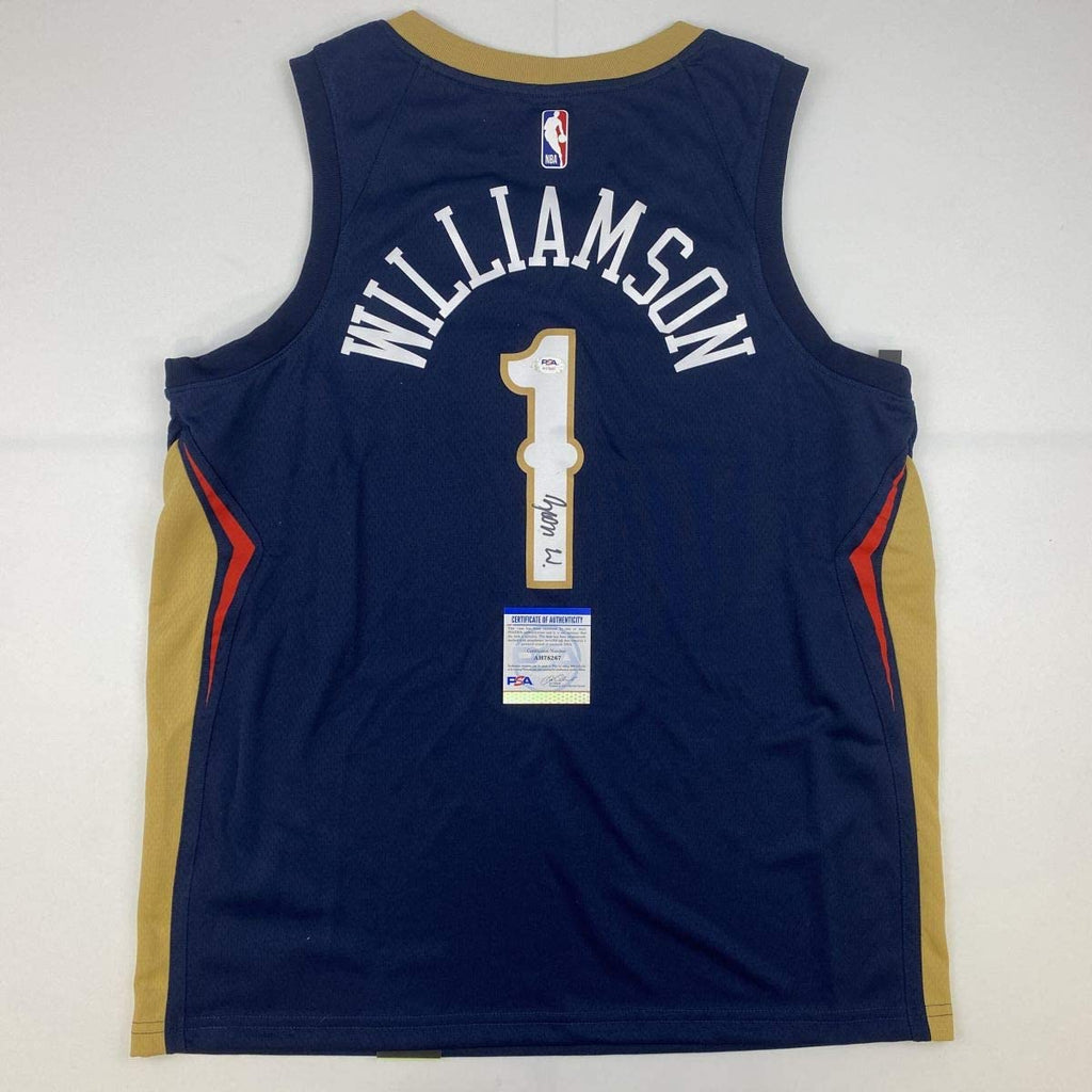 Autographed/Signed Zion Williamson New Orleans Blue Basketball Jersey PSA/DNA COA