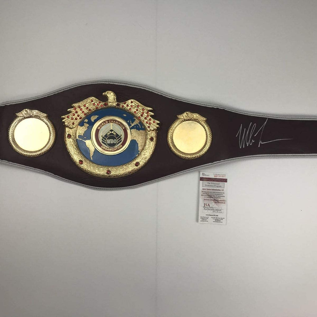 Autographed/Signed Mike Tyson WBO Boxing Replica Championship Belt JSA COA