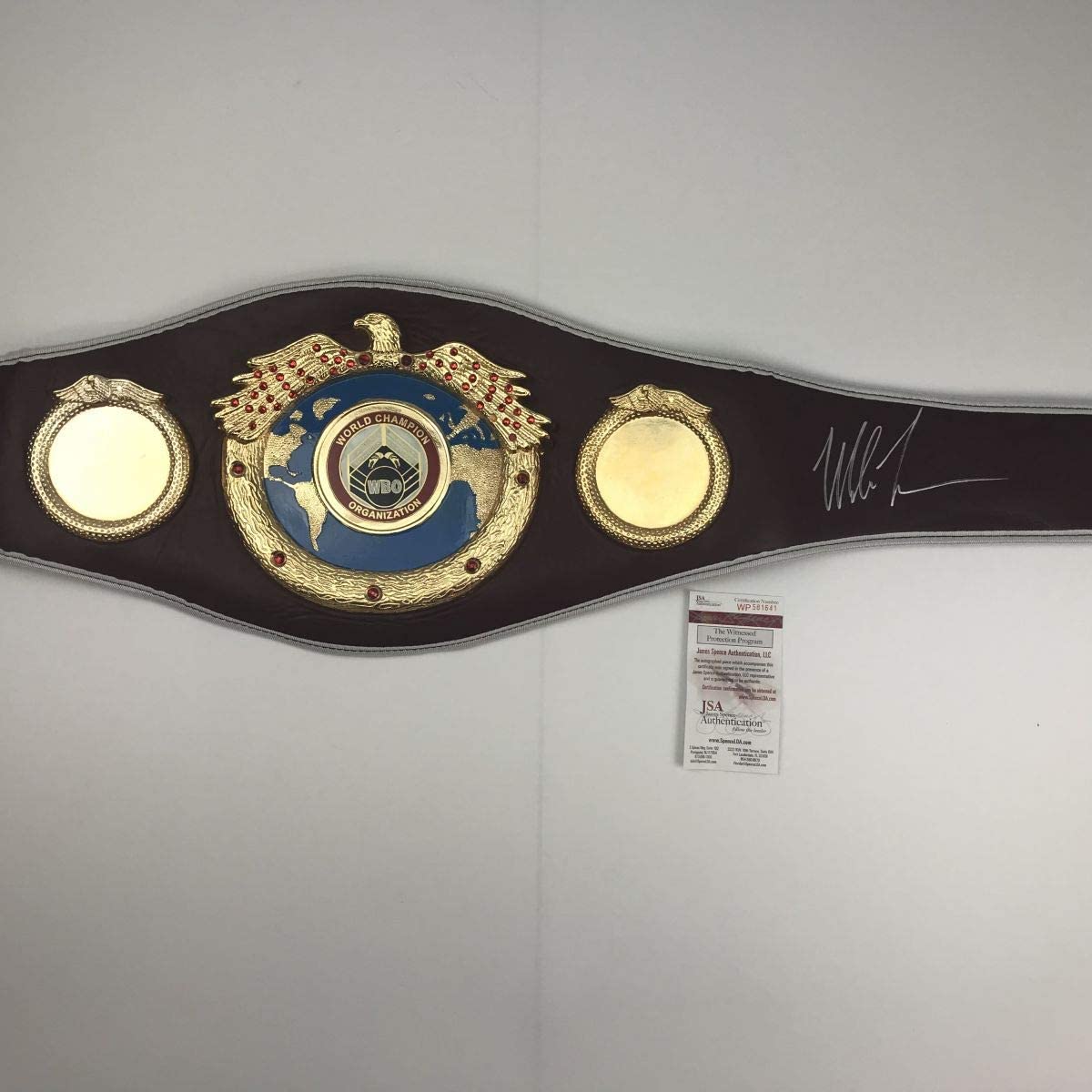 Autographed/Signed Mike Tyson WBO Boxing Replica Championship Belt JSA COA