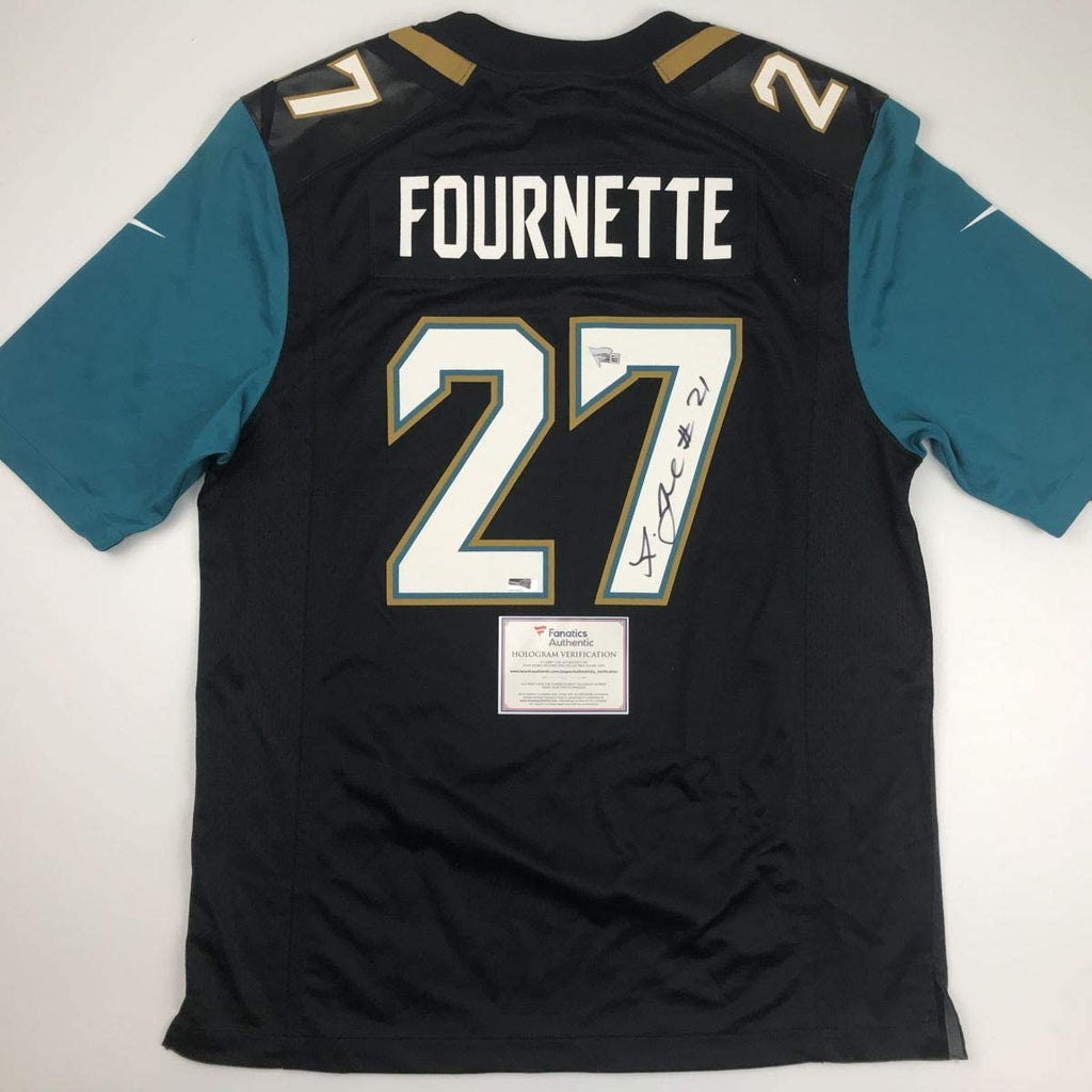 Autographed/Signed Leonard Fournette Jacksonville Black Football Jersey Fanatics COA