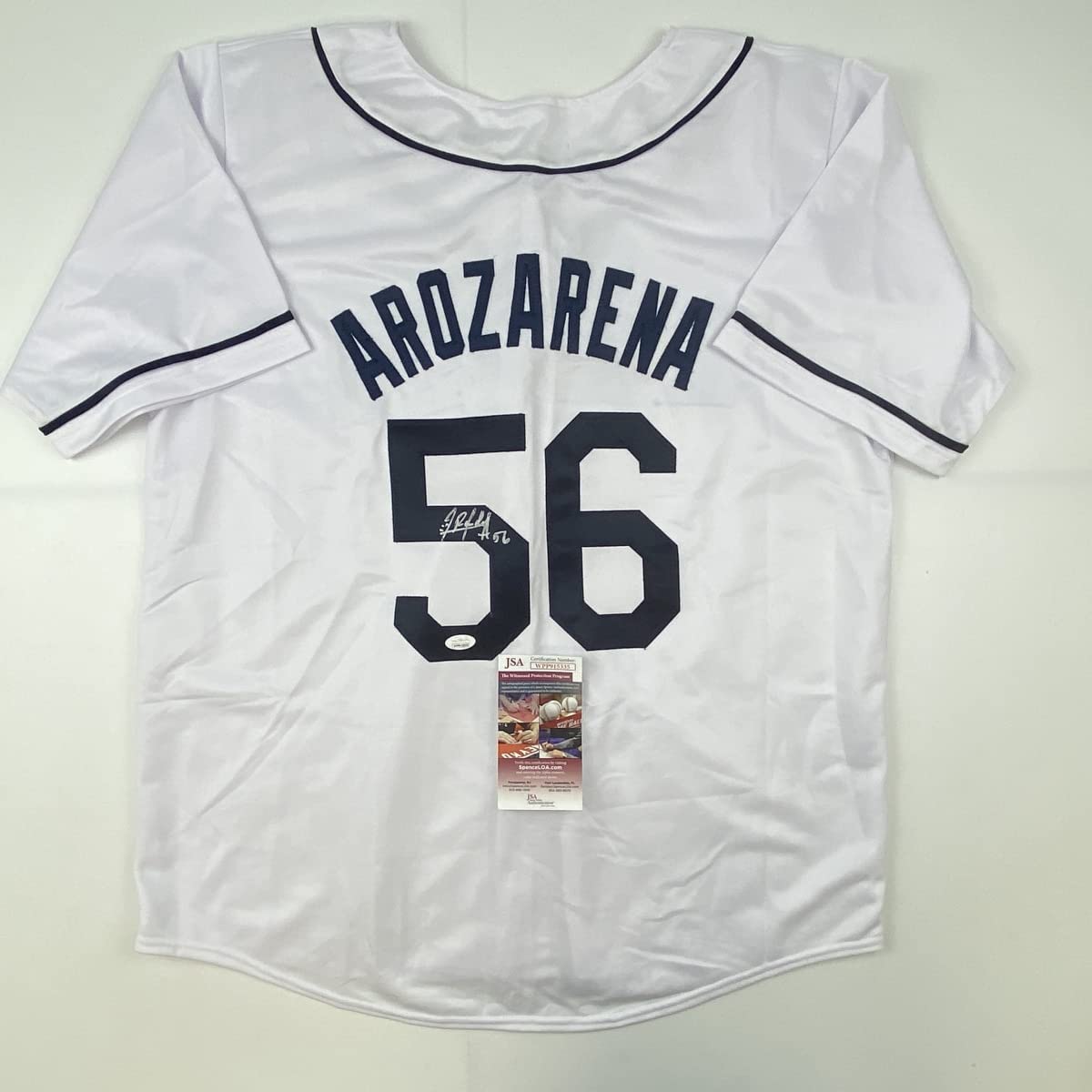 Autographed/Signed Randy Arozarena Tampa Bay White Baseball Jersey JSA COA