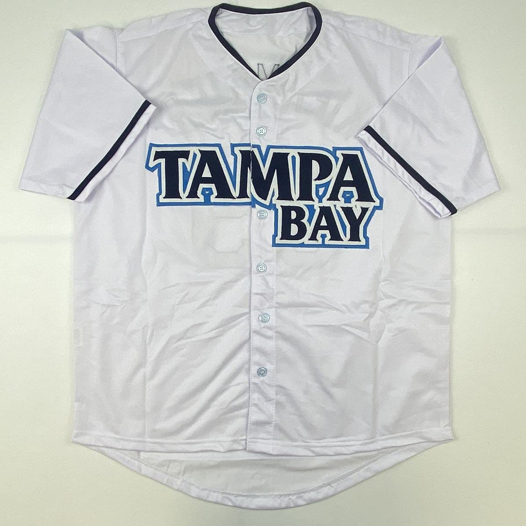 Autographed/Signed Kevin Kiermaier Tampa Bay White Baseball Jersey PSA/DNA COA
