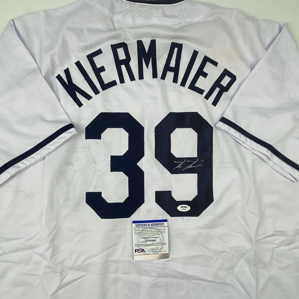 Autographed/Signed Kevin Kiermaier Tampa Bay White Baseball Jersey PSA/DNA COA