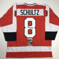 Autographed/Signed Dave Schultz The Hammer Philadelphia Orange Hockey Jersey JSA COA