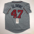 Autographed/Signed Tom Glavine Atlanta Grey Baseball Jersey JSA COA