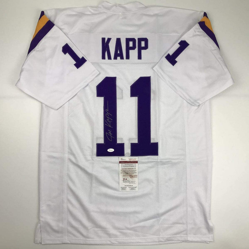 Autographed/Signed Joe Kapp Minnesota White Football Jersey JSA COA