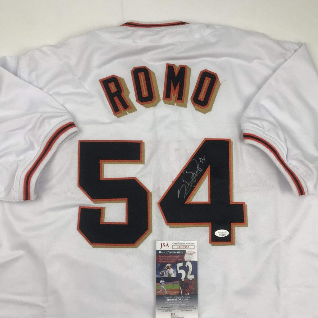 Autographed/Signed Sergio Romo San Francisco White Baseball Jersey JSA COA