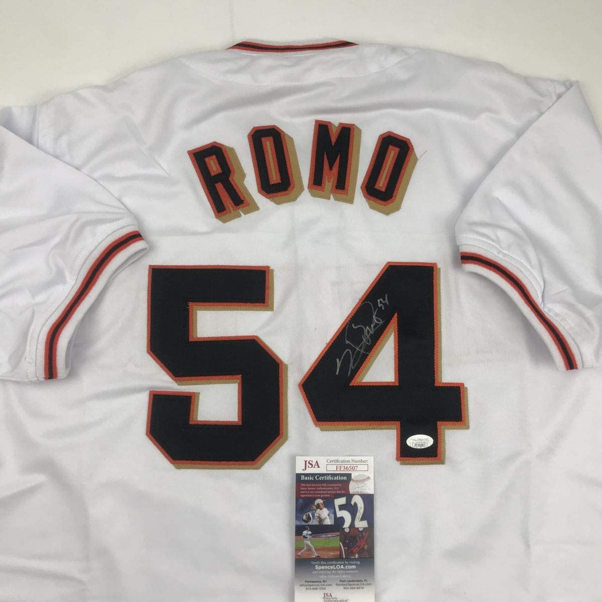 Autographed/Signed Sergio Romo San Francisco White Baseball Jersey JSA COA