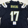 Autographed/Signed Philip Rivers Los Angeles LA Dark Blue Football Jersey Beckett BAS COA