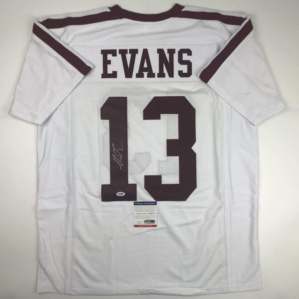 Autographed/Signed Mike Evans Texas A&M White College Football Jersey PSA/DNA COA