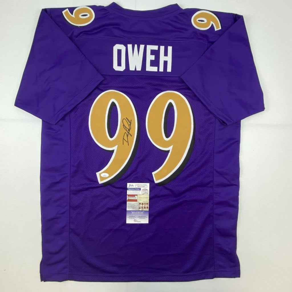 Autographed/Signed Odafe Oweh Baltimore Color Rush Football Jersey JSA COA