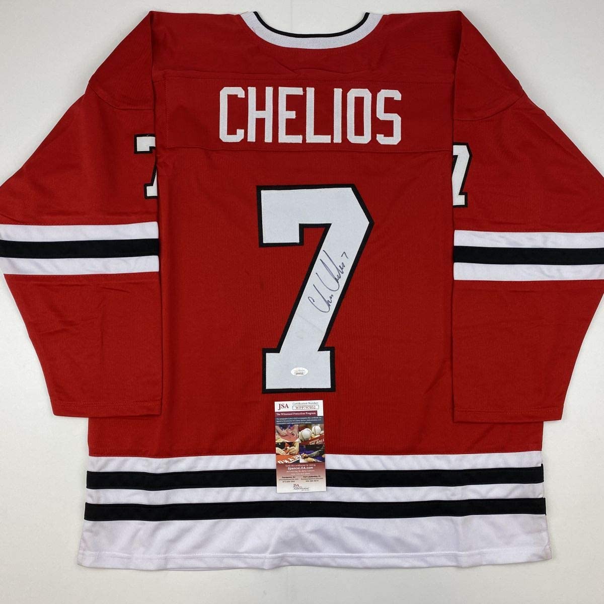 Autographed/Signed Chris Chelios Chicago Red Hockey Jersey JSA COA