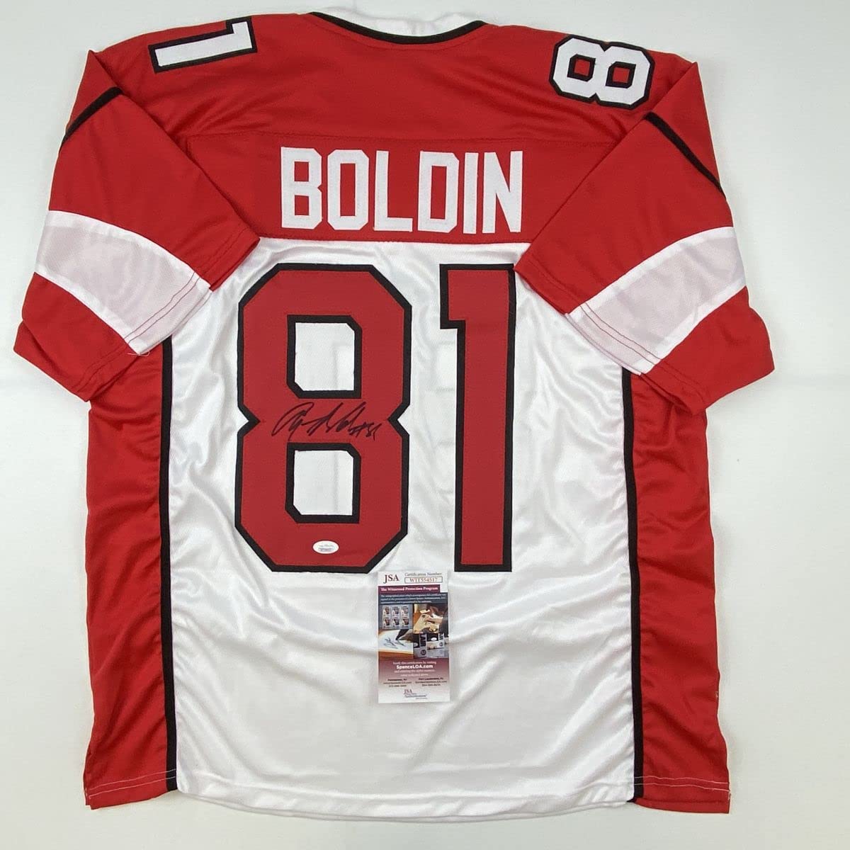 Autographed/Signed Anquan Boldin Arizona White Football Jersey JSA COA