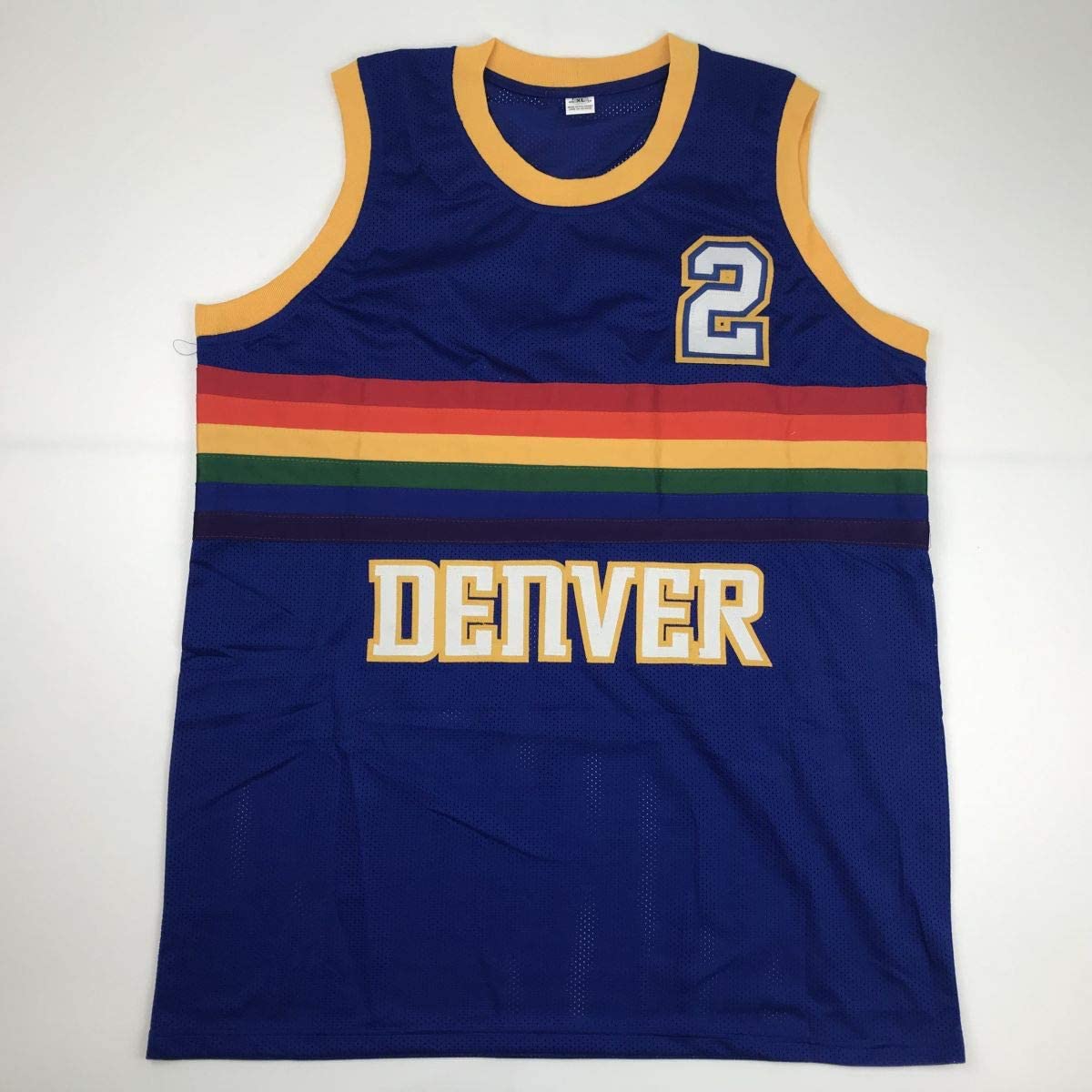 Autographed/Signed Alex English Denver Blue Basketball Jersey PSA/DNA COA