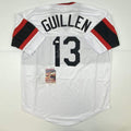Autographed/Signed Ozzie Guillen Chicago Retro White Baseball Jersey JSA COA