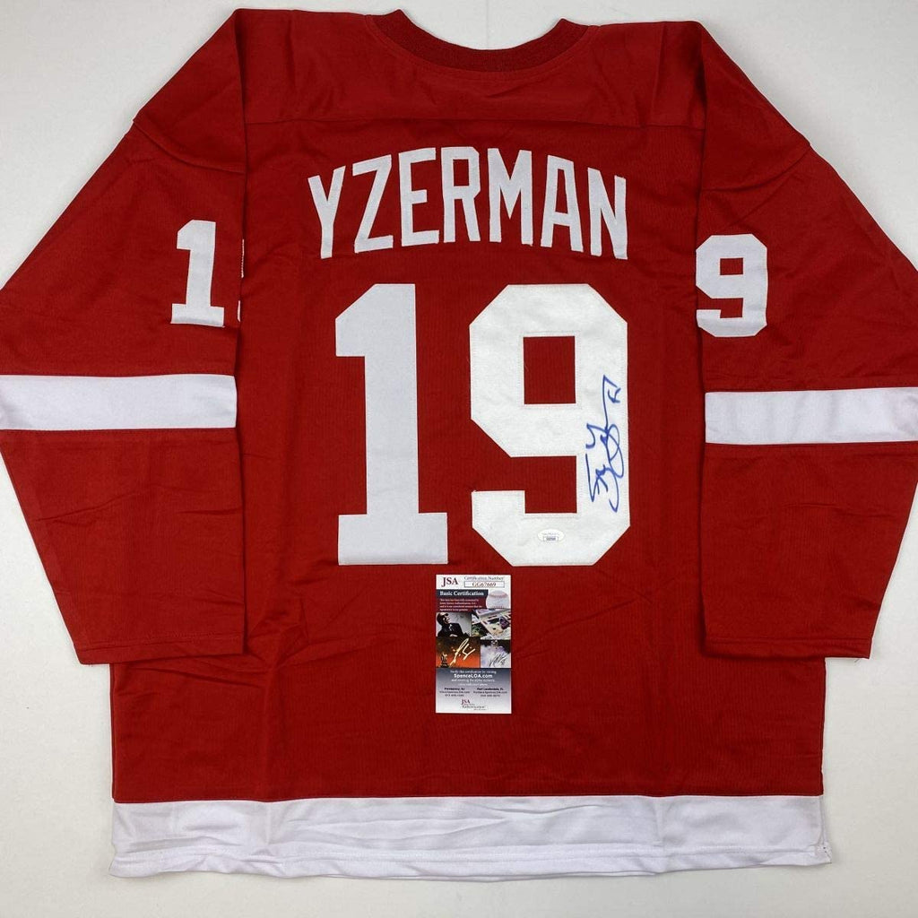 Autographed/Signed Steve Yzerman Detroit Red Hockey Jersey JSA COA