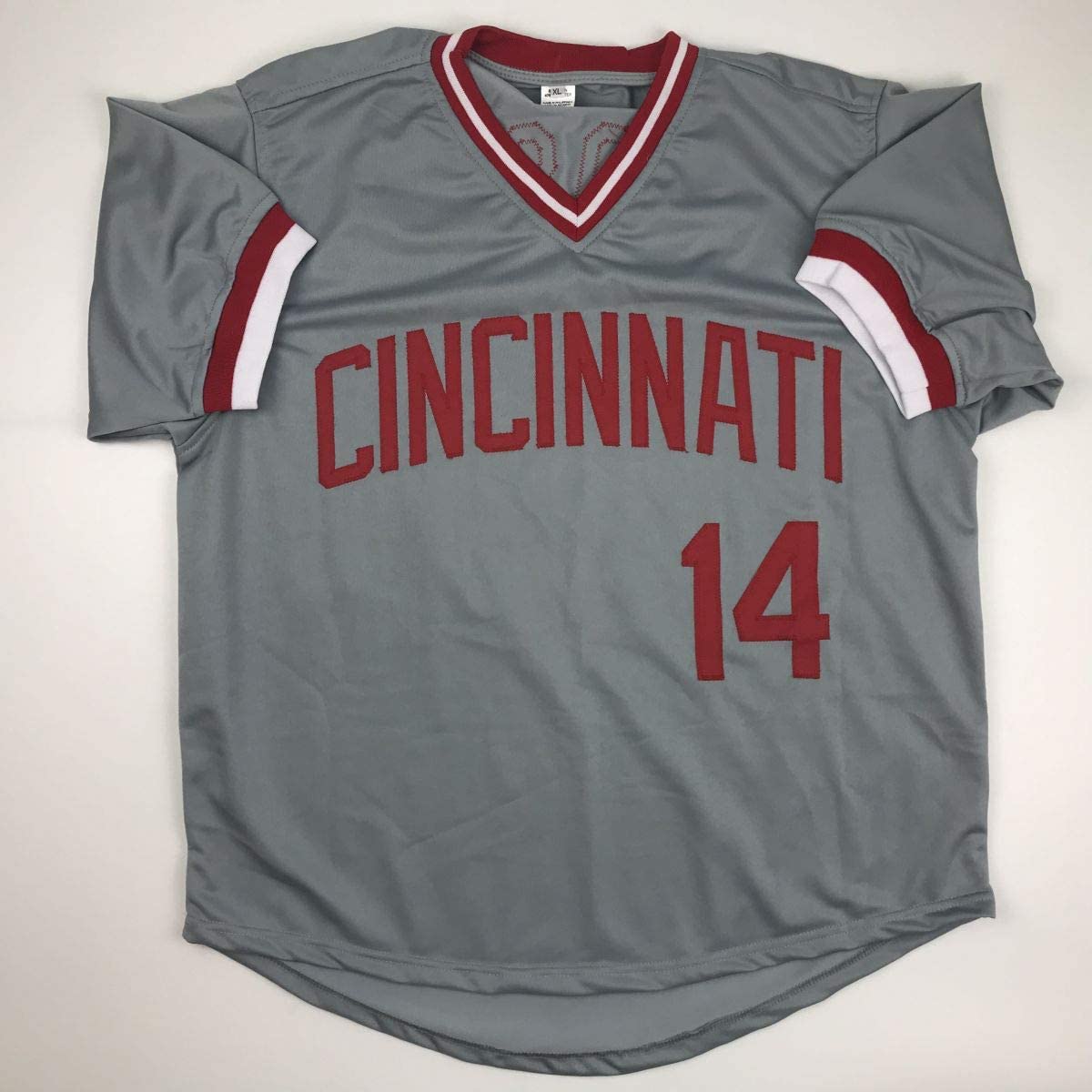 Autographed/Signed Pete Rose 4256 Cincinnati Grey Baseball Jersey JSA COA