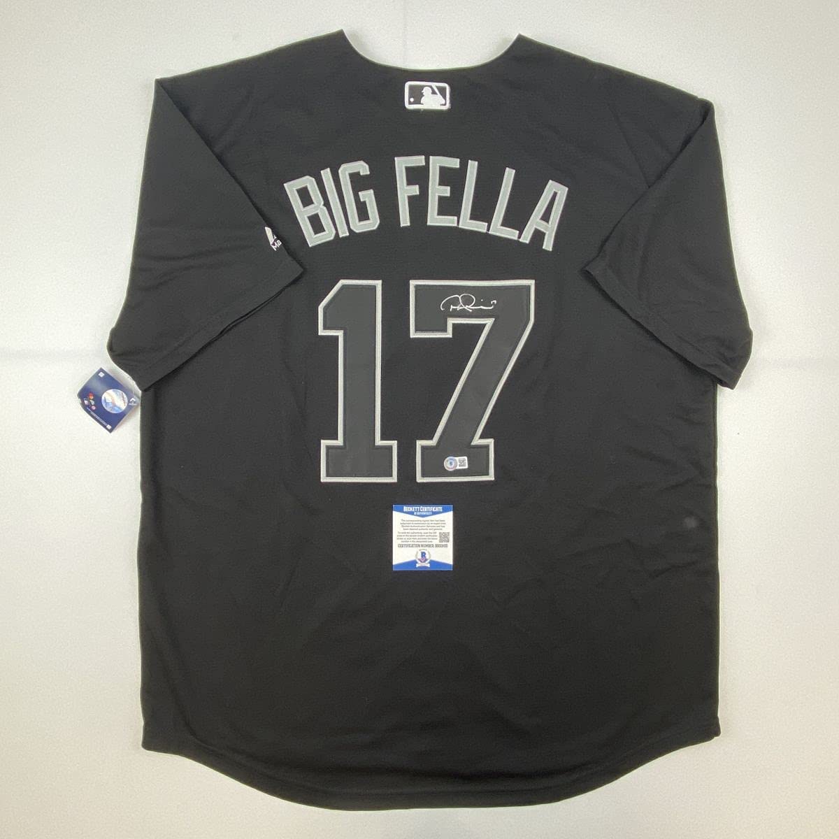Autographed/Signed Rhys Hoskins Big Fella Players Weekend Black Baseball Jersey Beckett BAS COA