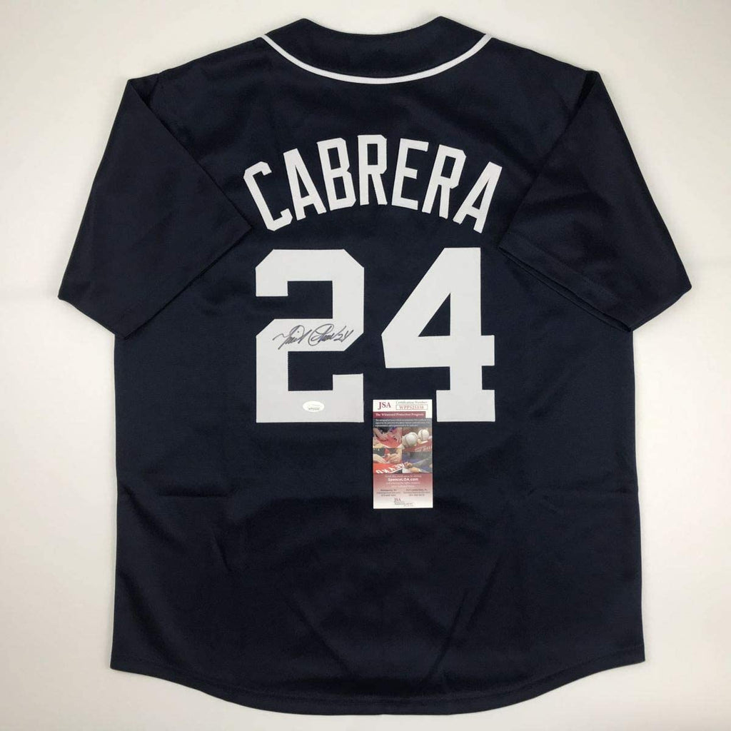 Autographed/Signed Miguel Cabrera Detroit Blue Baseball Jersey JSA COA