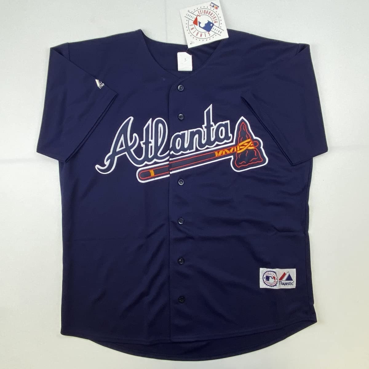 Autographed/Signed Ozzie Albies Atlanta Braves Blue Majestic Baseball Jersey Beckett BAS COA