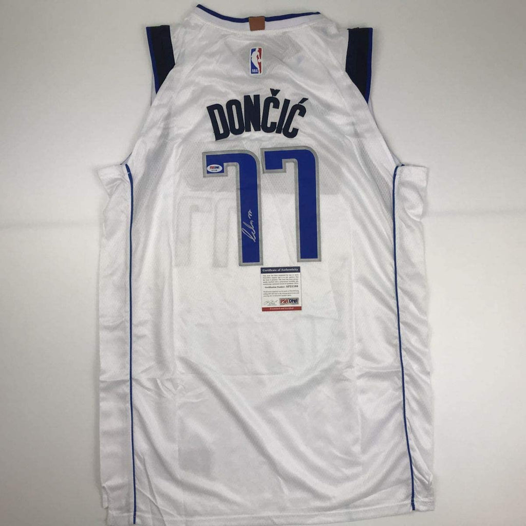Autographed/Signed Luka Doncic Dallas White Basketball Jersey PSA/DNA COA