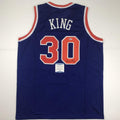 Autographed/Signed Bernard King New York Blue Basketball Jersey Beckett BAS COA