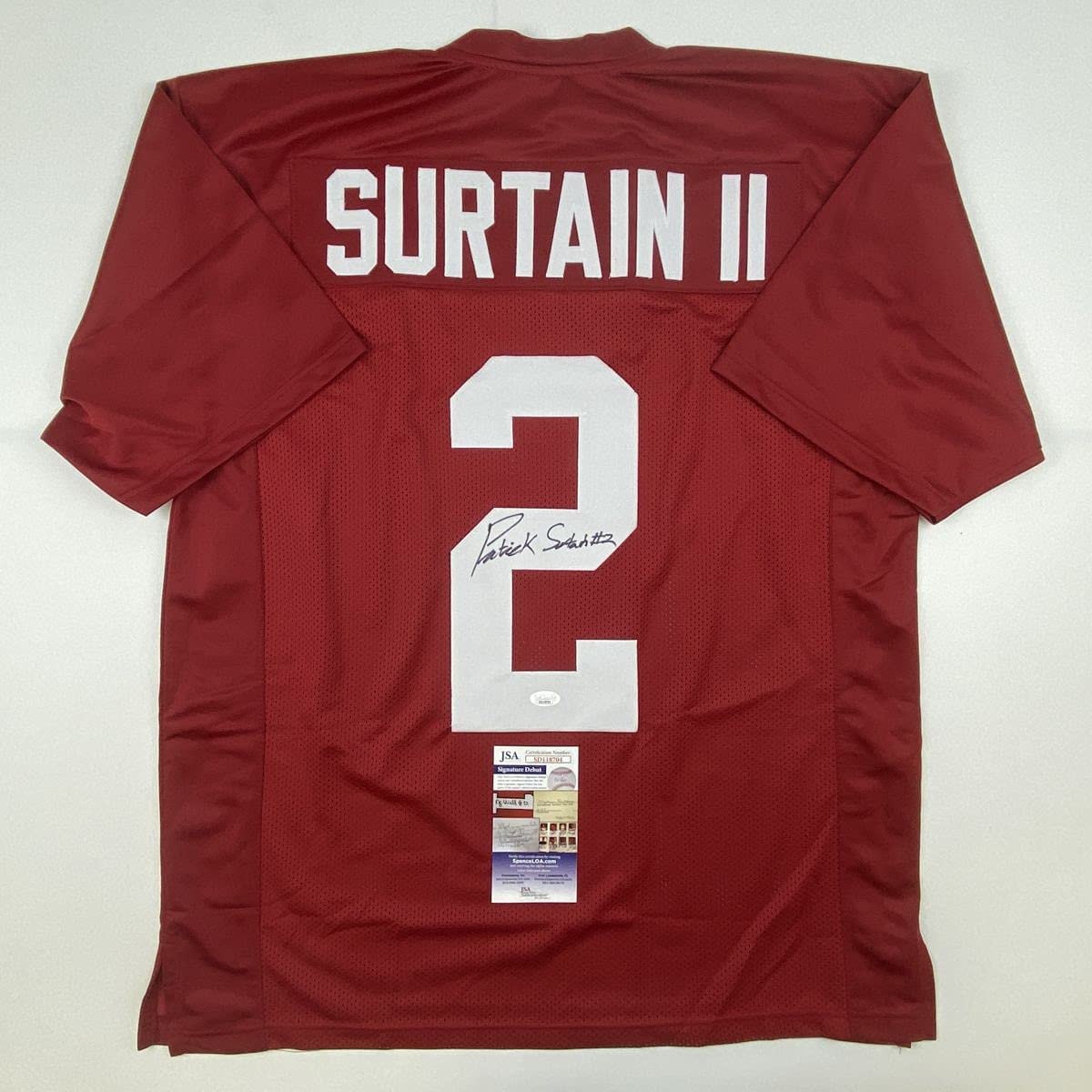 Autographed/Signed Patrick Surtain II Alabama Red College Football Jersey JSA COA
