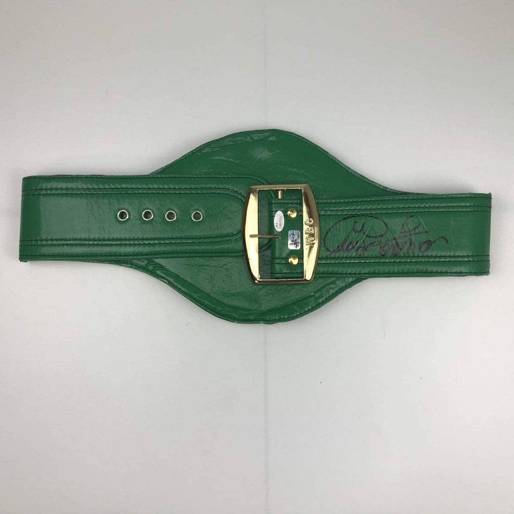Autographed/Signed George Foreman WBC Green Boxing Replica Championship Belt JSA COA