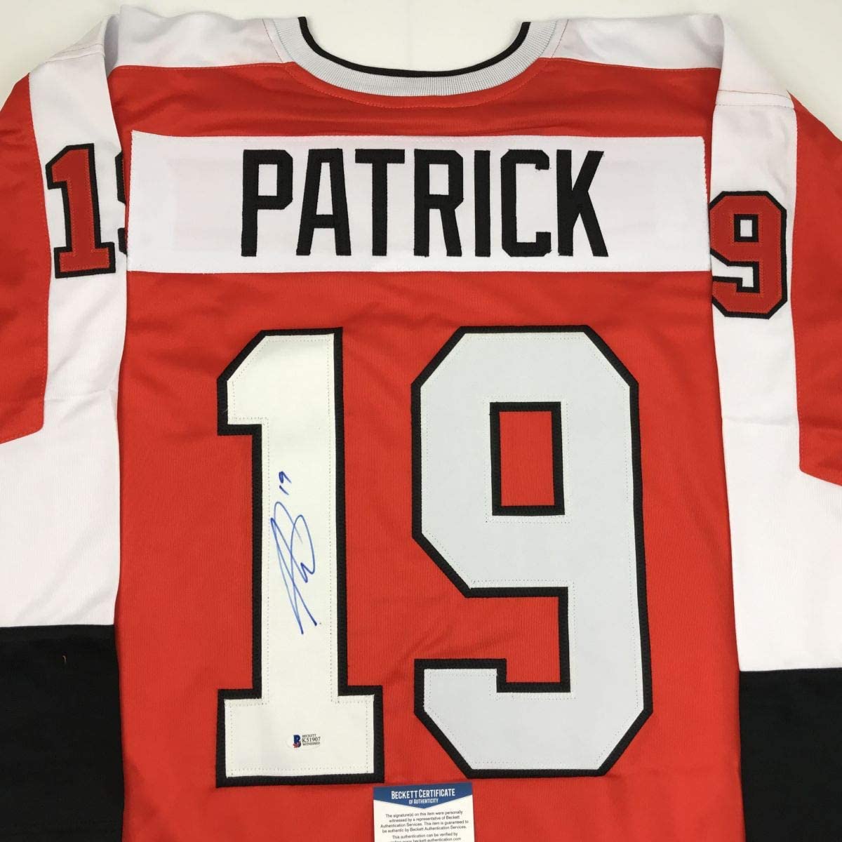 Autographed/Signed Nolan Patrick Philadelphia Orange Hockey Jersey Beckett BAS COA