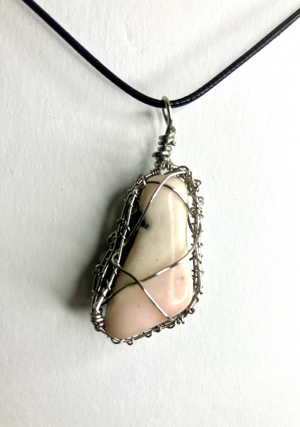 Wire Wrapped Stone and Crystal Necklaces, Stainless Steel