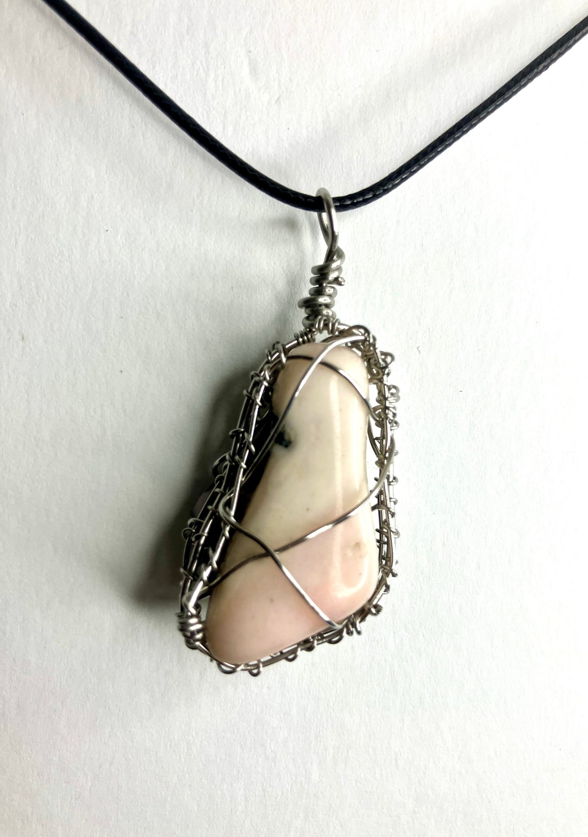 Wire Wrapped Stone and Crystal Necklaces, Stainless Steel