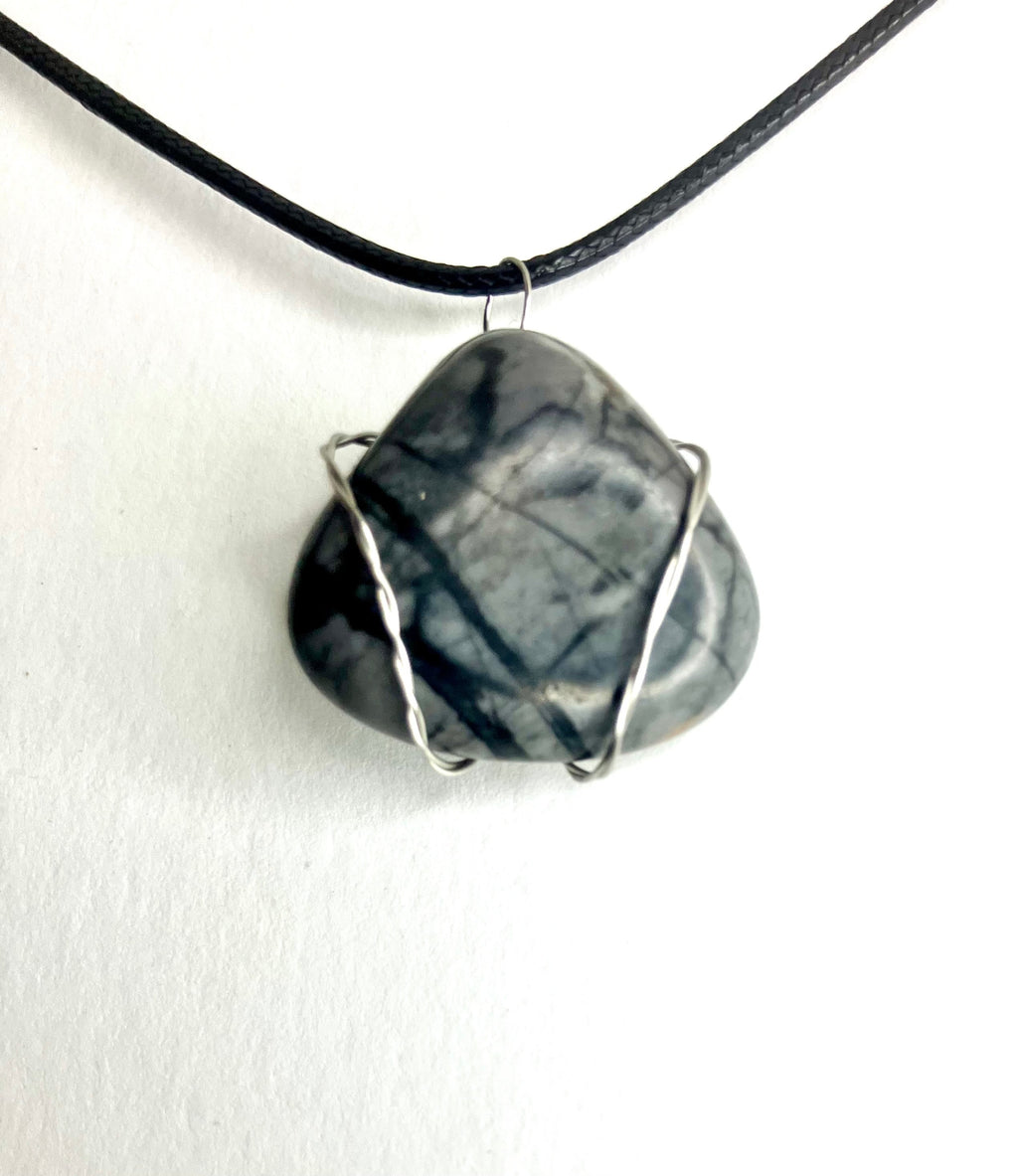 Wire Wrapped Stone and Crystal Necklaces, Stainless Steel