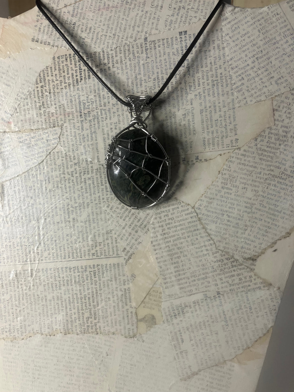 Wire Wrapped Stone and Crystal Necklaces, Stainless Steel