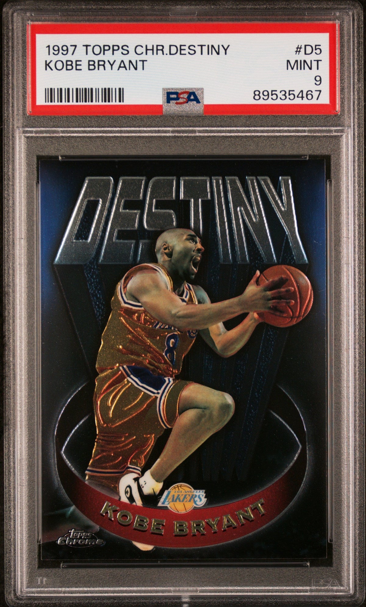 Graded 1997 Topps Chrome Destiny Kobe Bryant #D5 Basketball Card PSA 9 Mint