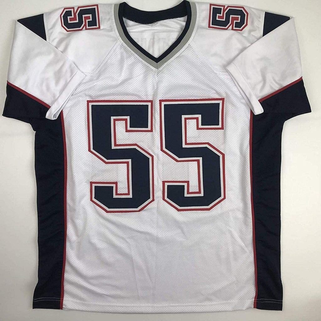 Autographed/Signed Willie McGinest New England White Football Jersey JSA COA