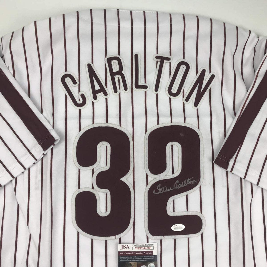 Autographed/Signed Steve Carlton Philadelphia Pinstripe Baseball Jersey JSA COA