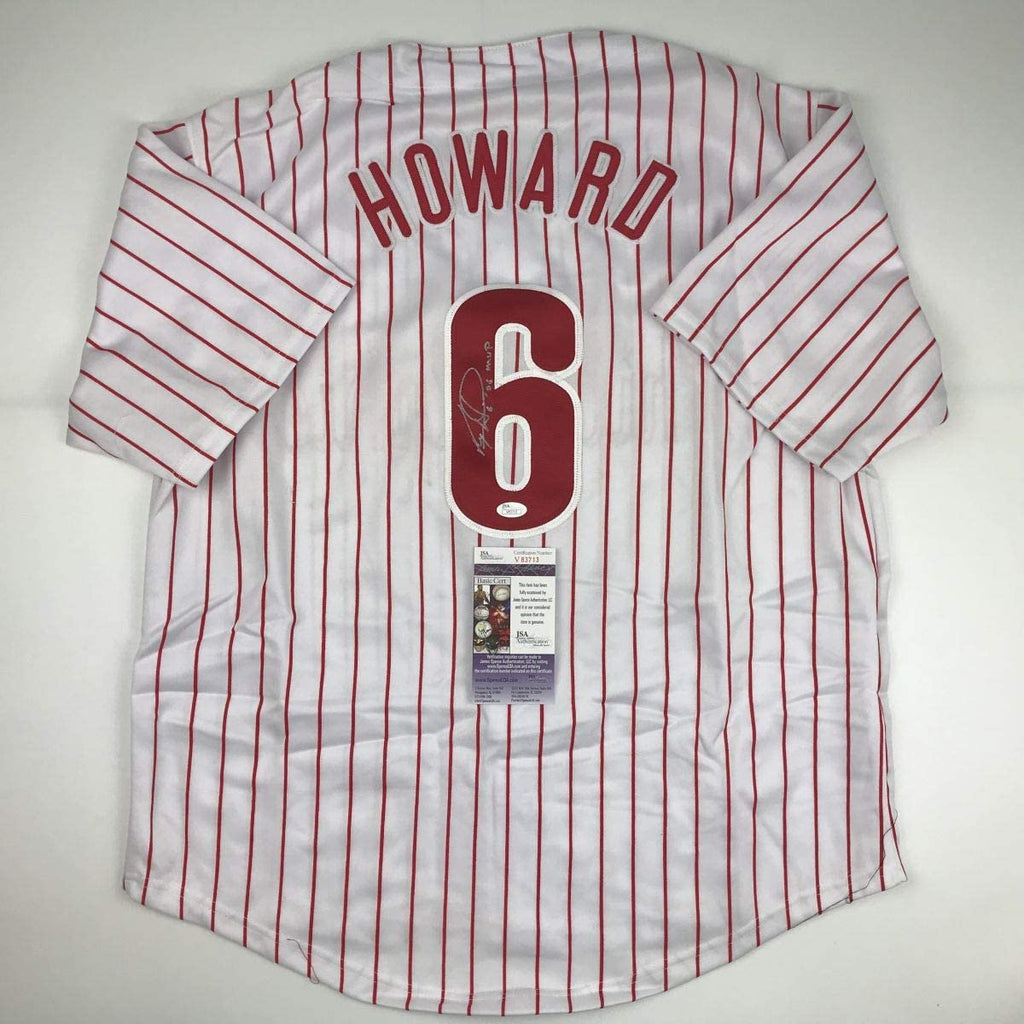 Autographed/Signed Ryan Howard 06 MVP Philadelphia Pinstripe Baseball Jersey JSA COA