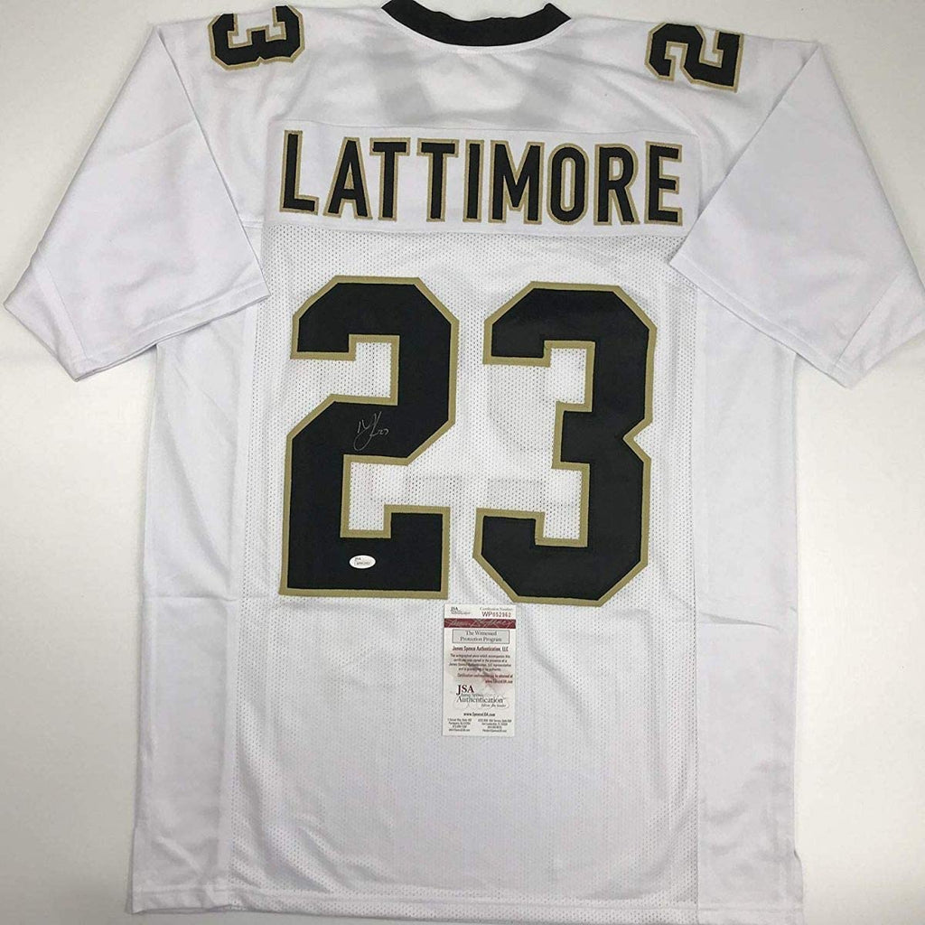 Autographed/Signed Marshon Lattimore New Orleans White Football Jersey JSA COA