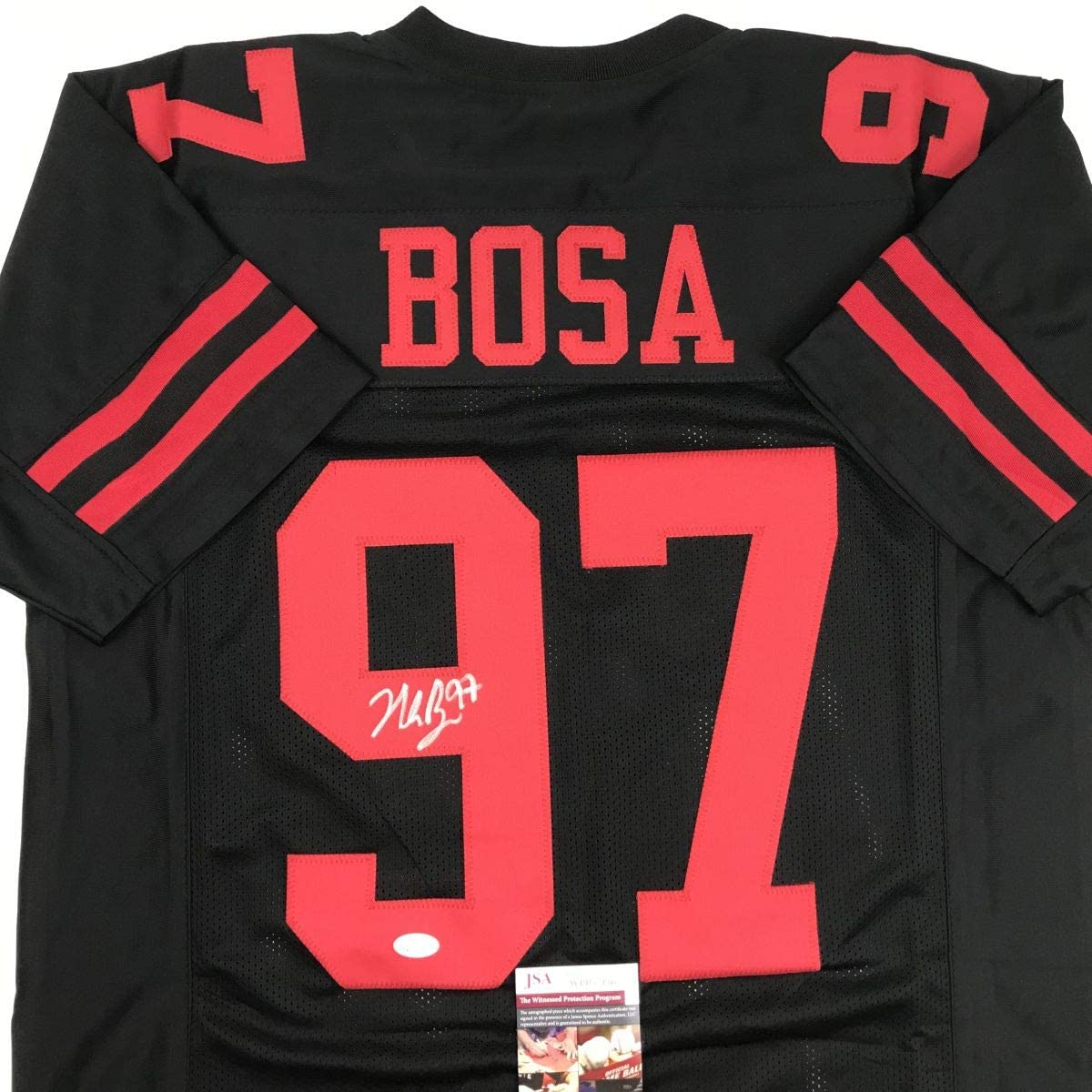 Autographed/Signed Nick Bosa San Francisco Black Football Jersey JSA COA