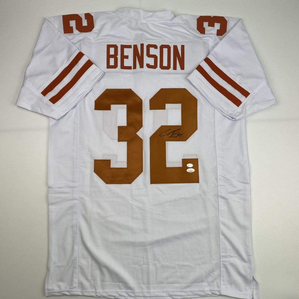 Autographed/Signed Cedric Benson Texas White College Football Jersey JSA COA